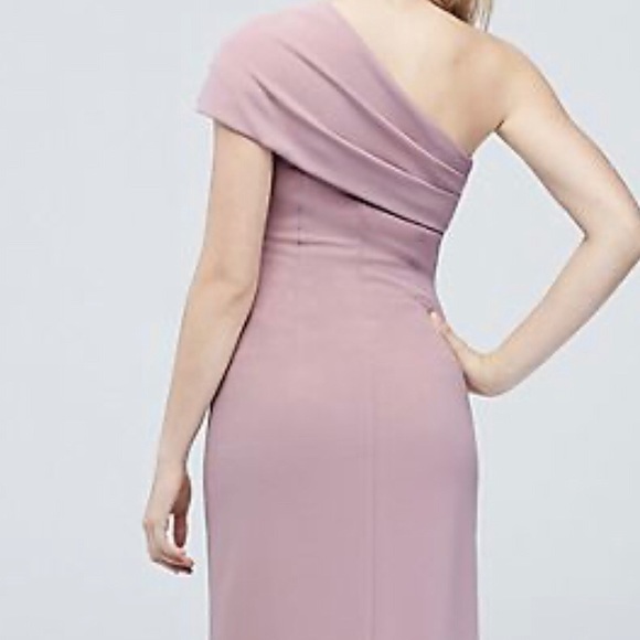 🔥Ruched One-Shoulder Stretch Crepe Bridesmaids🔥 - Picture 4 of 5